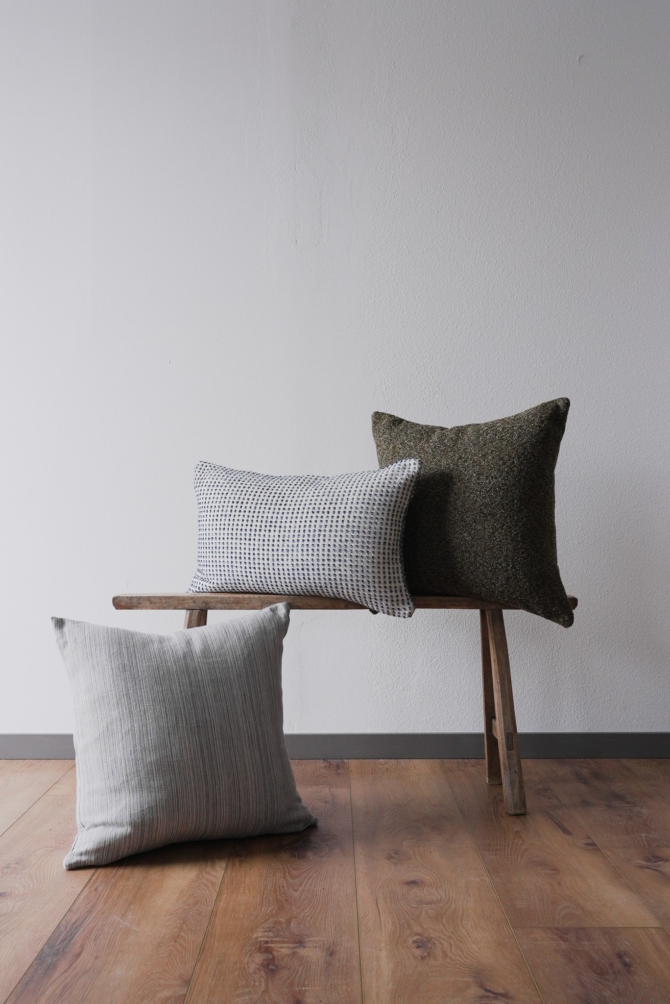 Blue, Grey, Beige Striped Linen Pillow 20x20