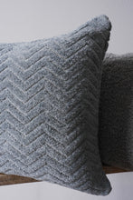 Load image into Gallery viewer, Blue Grey Chenille Chevron Pillow 20x20
