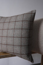 Load image into Gallery viewer, Greige and Rust Plaid Wool Pillow 20x20
