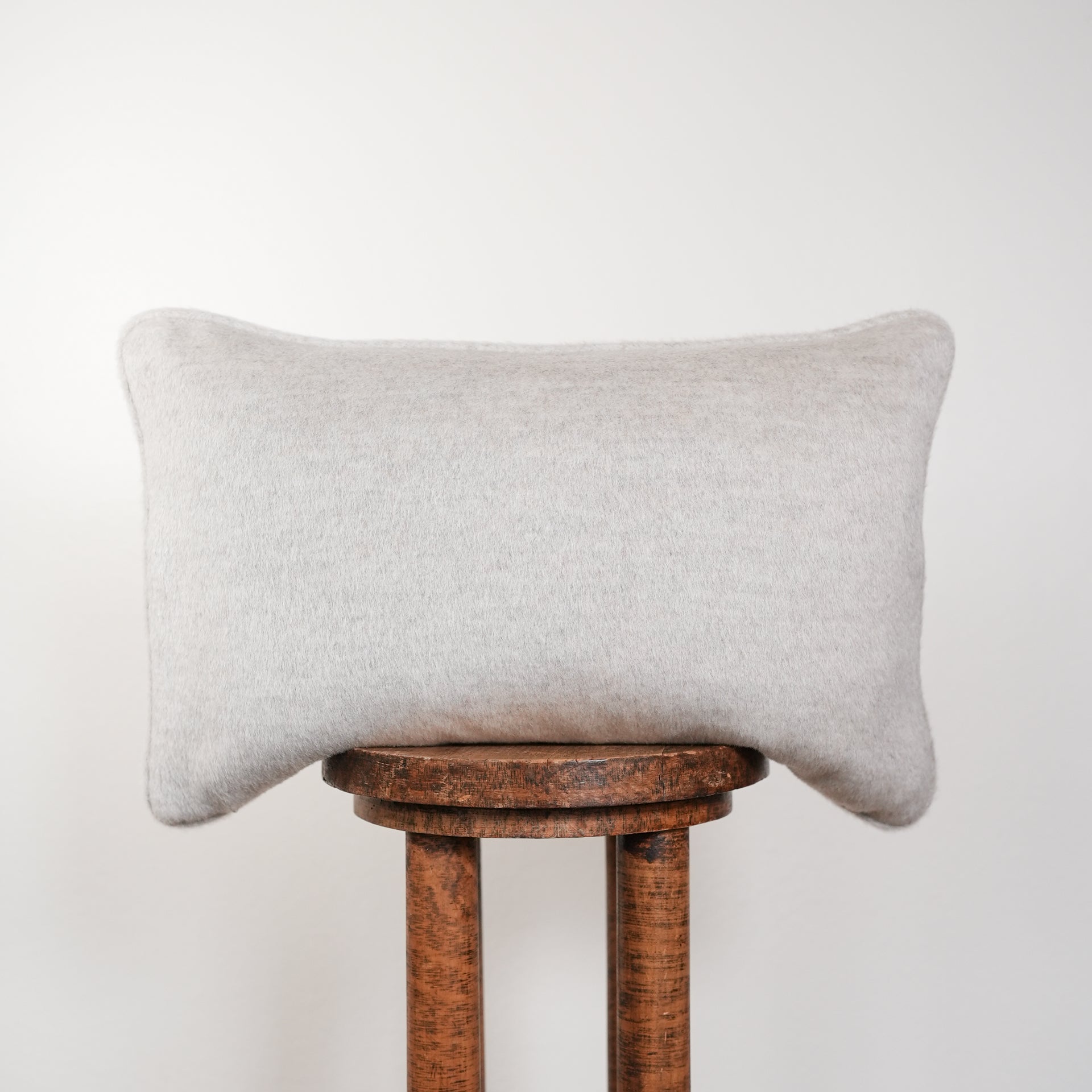 Grey Alpaca Lumbar Pillow with Self Welt 14x22