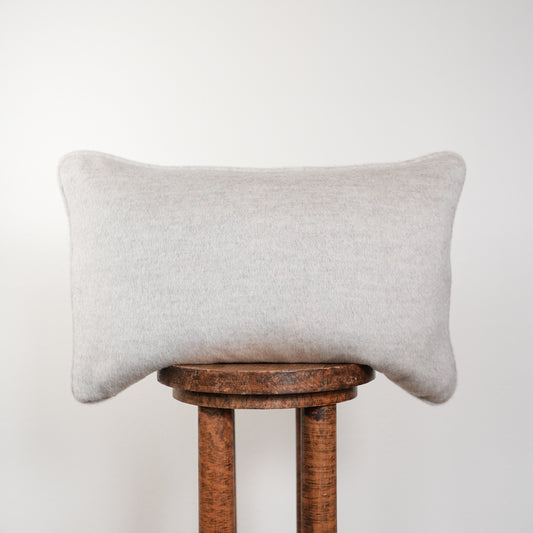 Grey Alpaca Lumbar Pillow with Self Welt 14x22