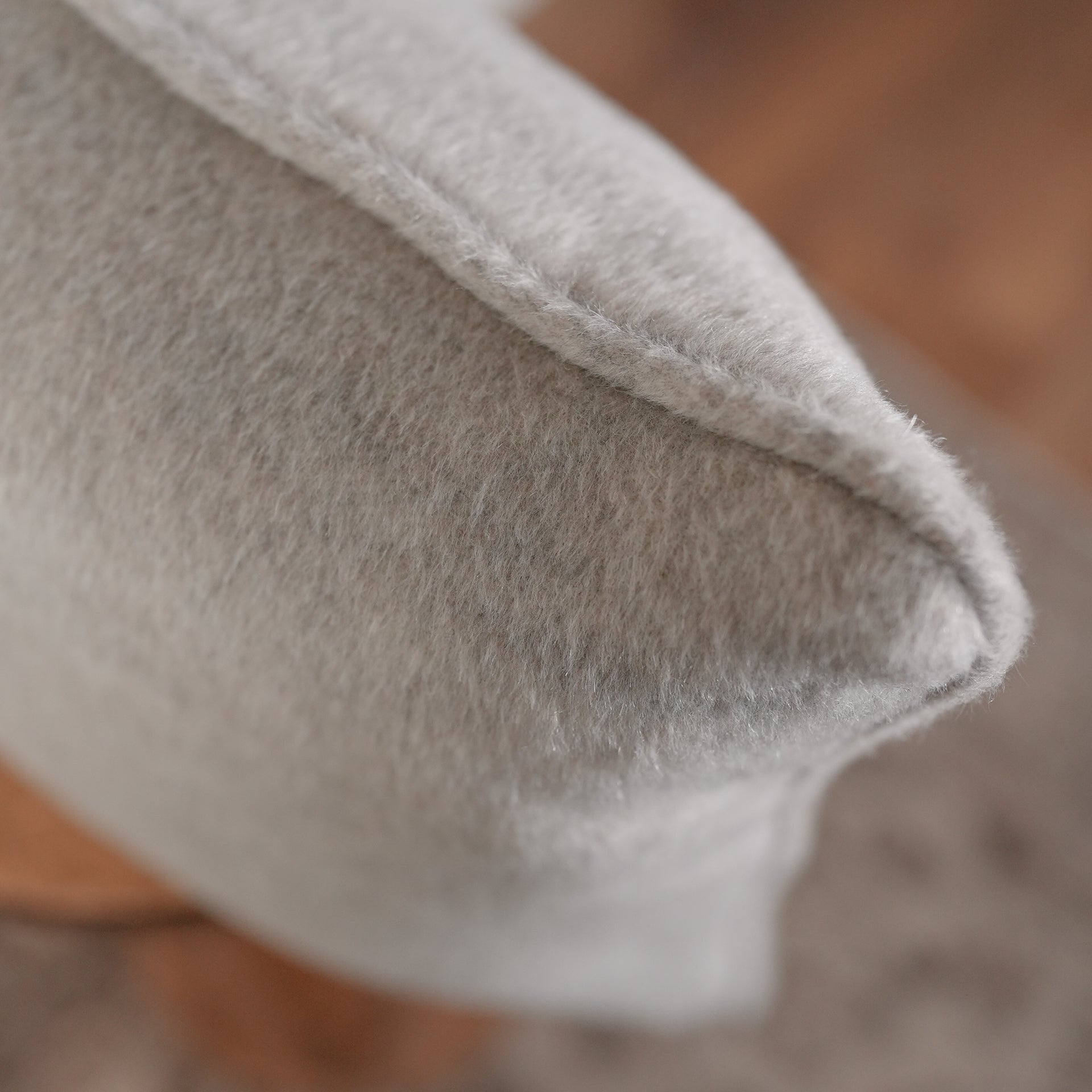 Grey Alpaca Lumbar Pillow with Self Welt 14x22