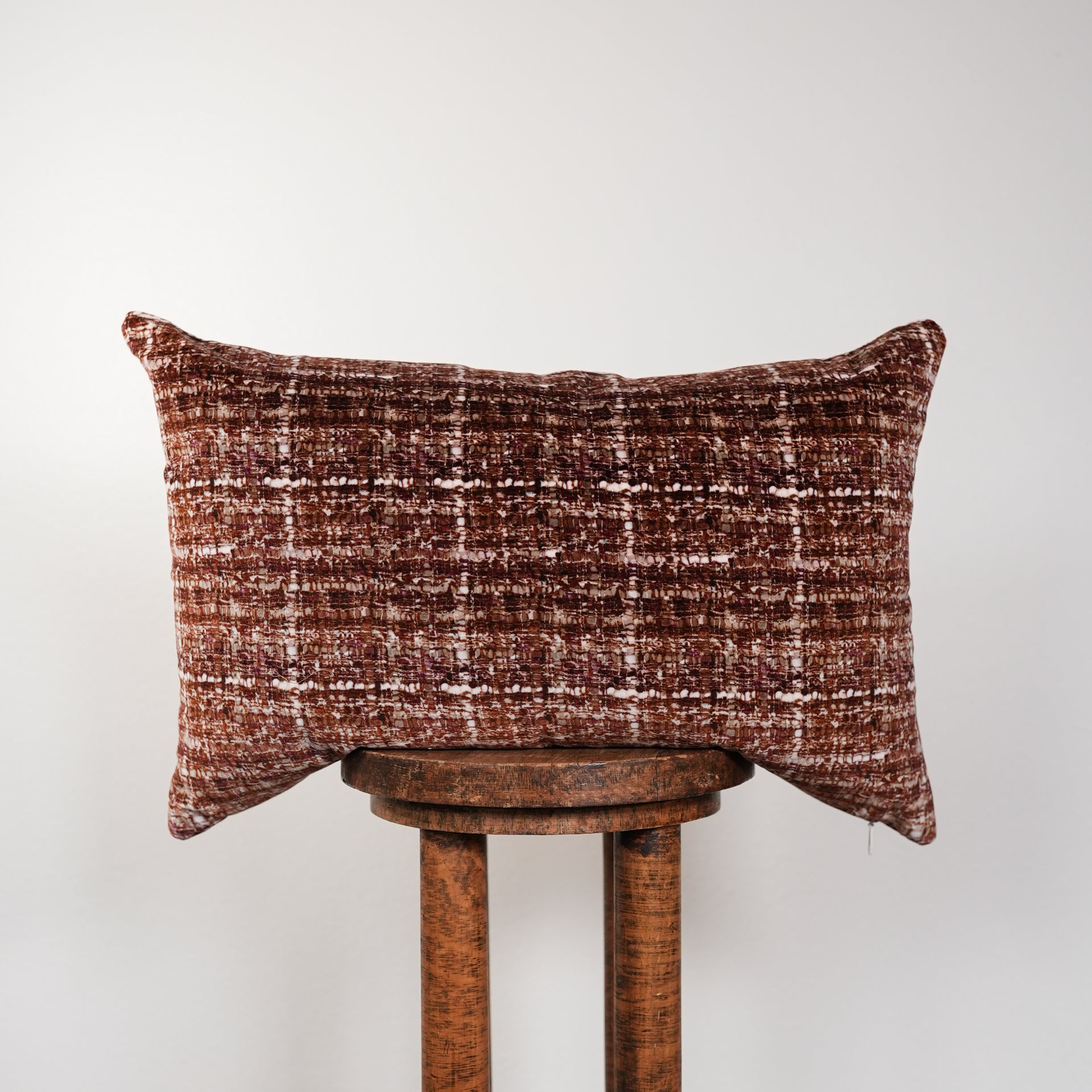Rust Red Plaid Velvet Pillow 16x24