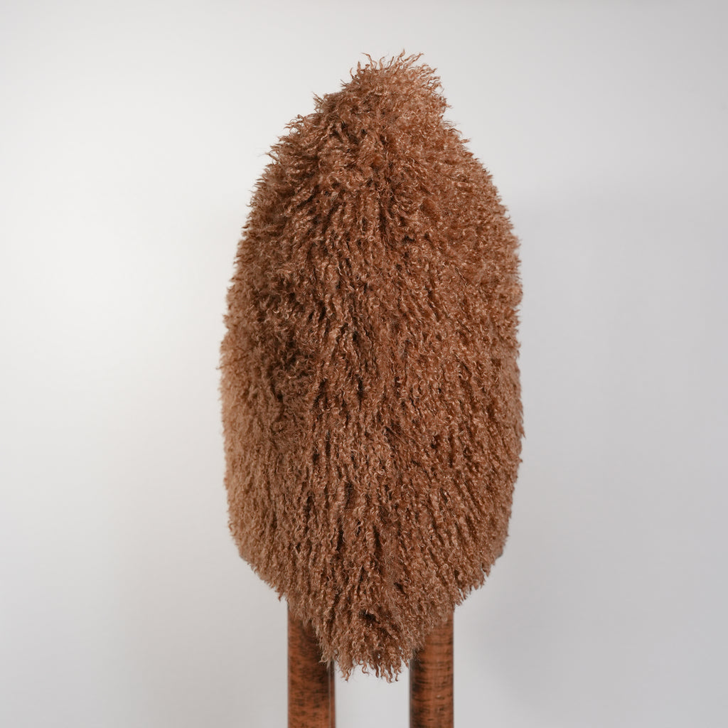 Rust Orange Curly Tibetan Wool Pillow 22x22