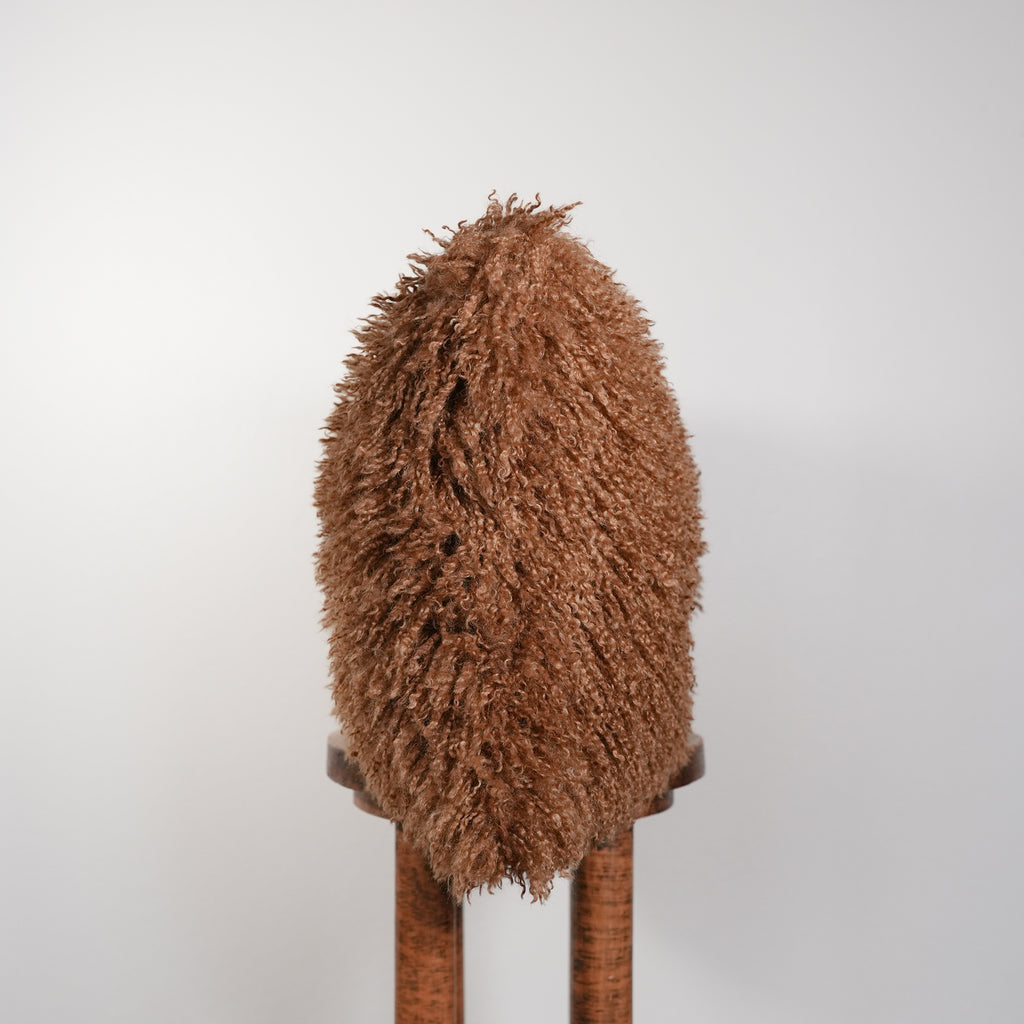 Rust Orange Curly Tibetan Wool Pillow 16x24