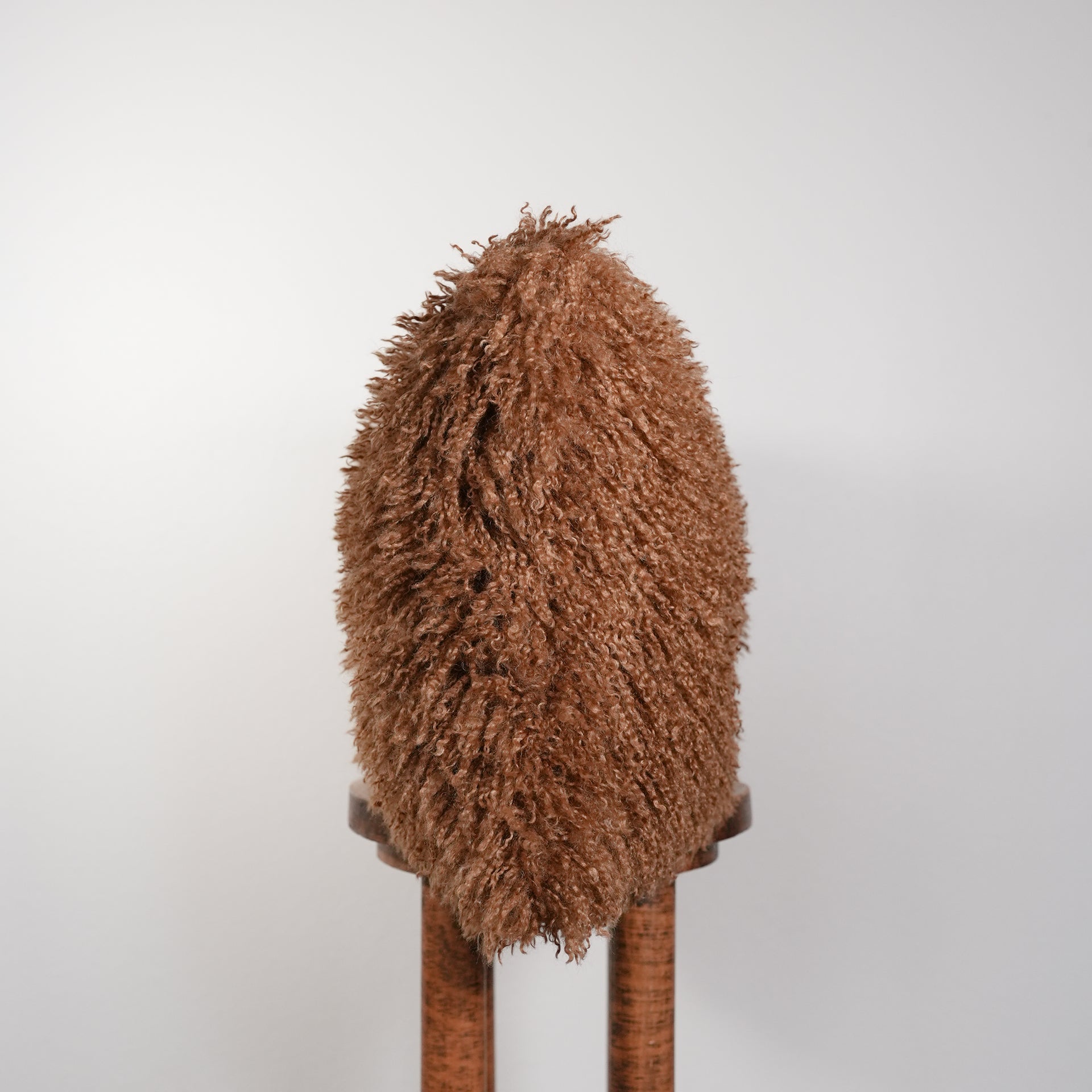 Rust Orange Curly Tibetan Wool Pillow 16x24