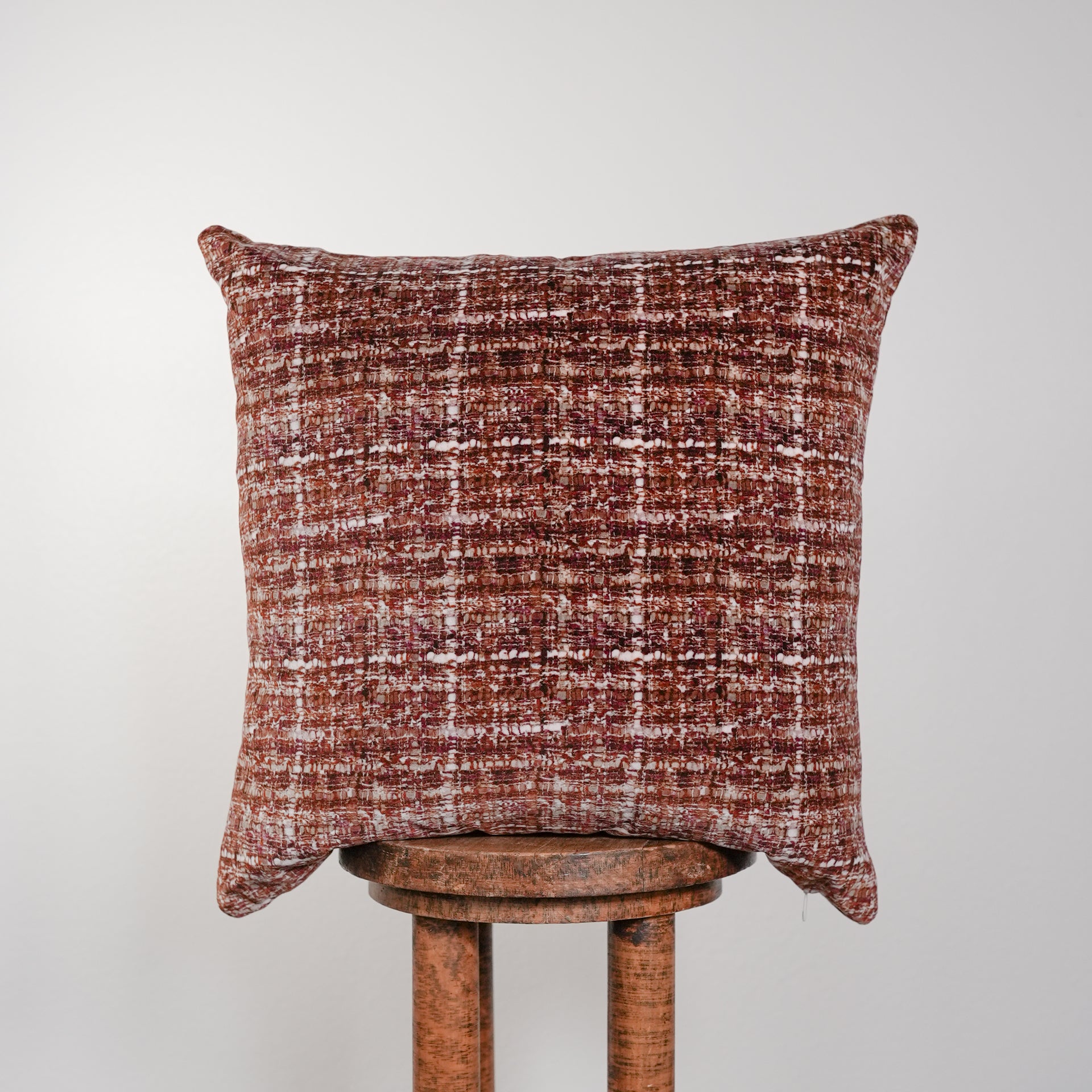 Rust Red Plaid Velvet Pillow 20x20