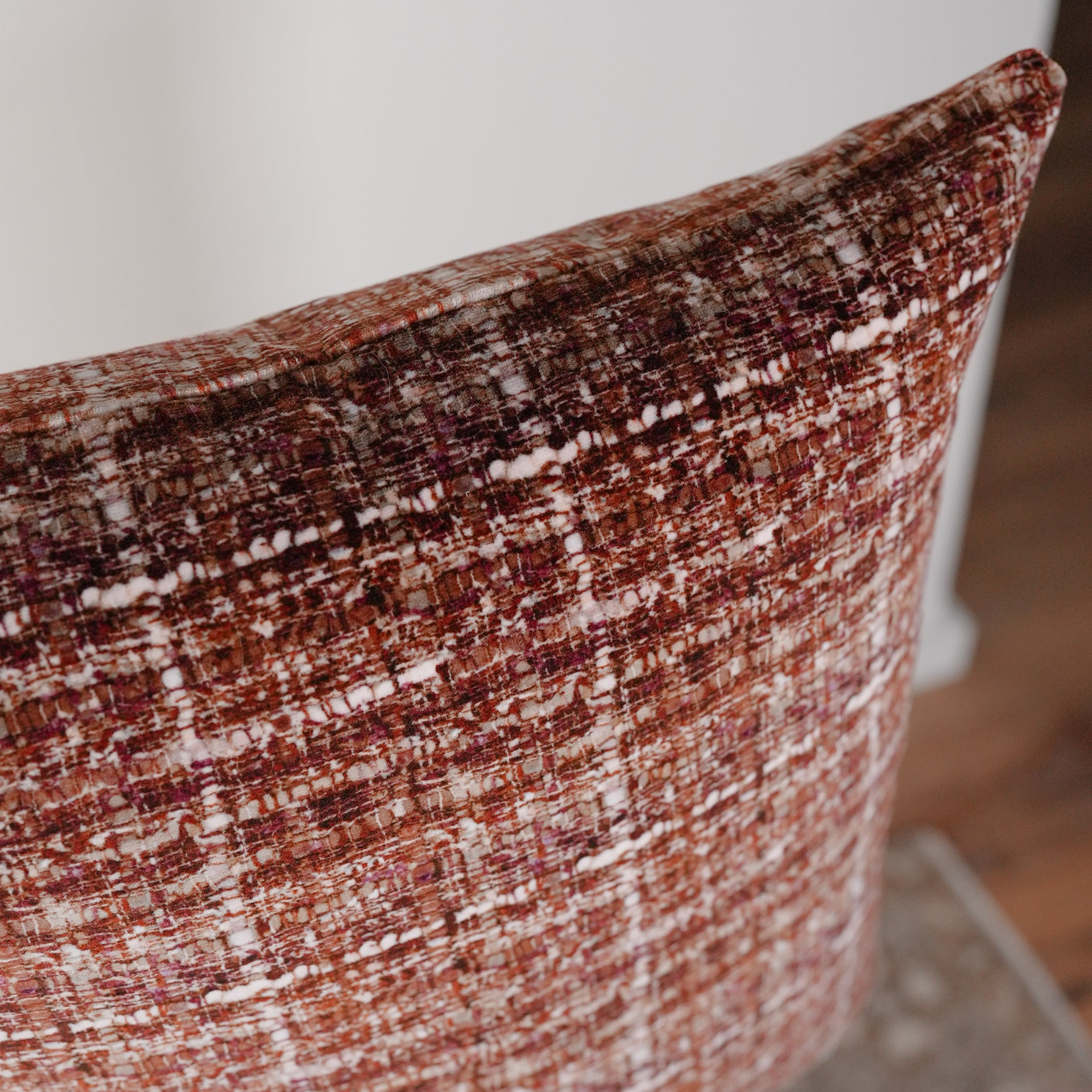 Rust Red Plaid Velvet Pillow 20x20