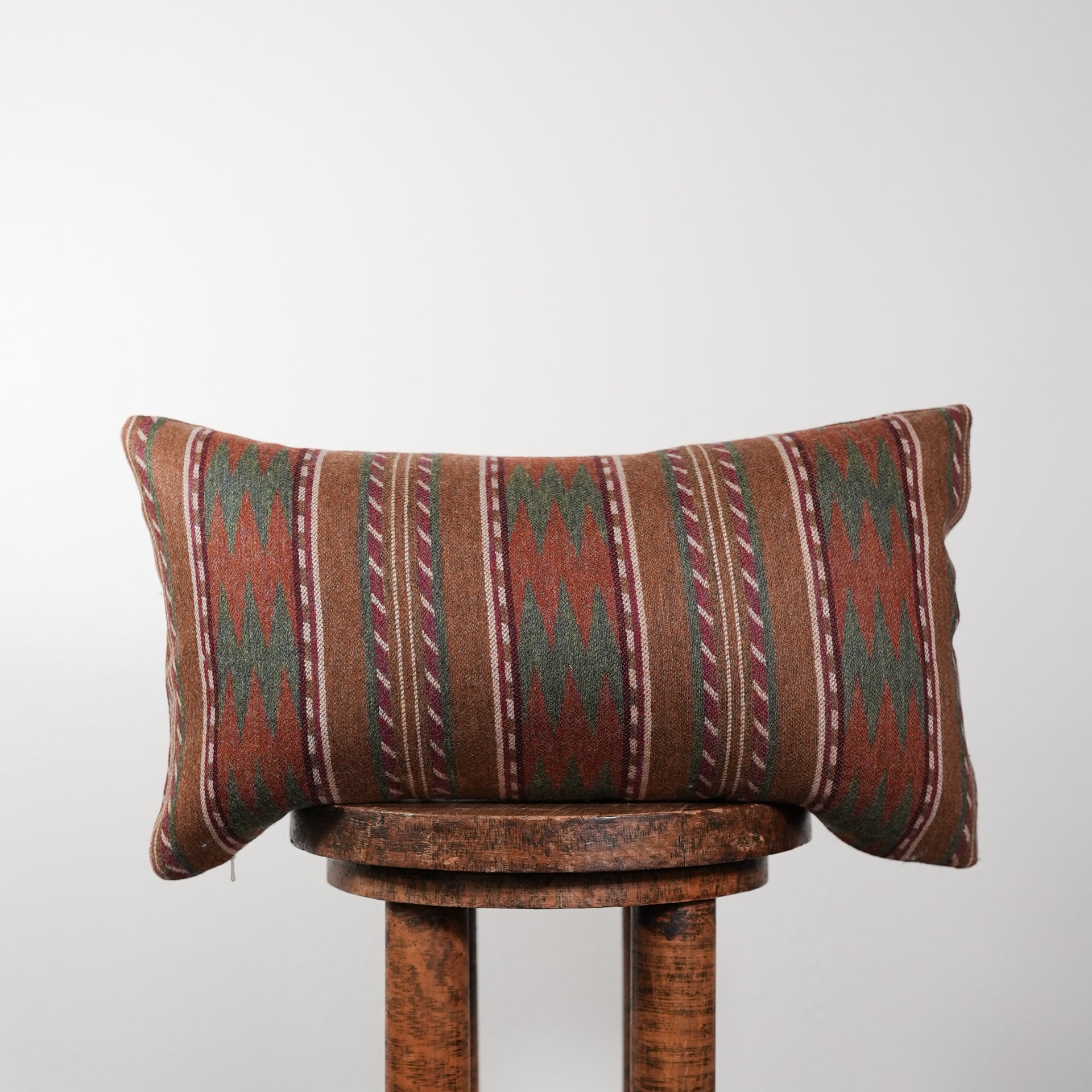 Rustic Cabin Red Wool Lumbar Pillow 12x20