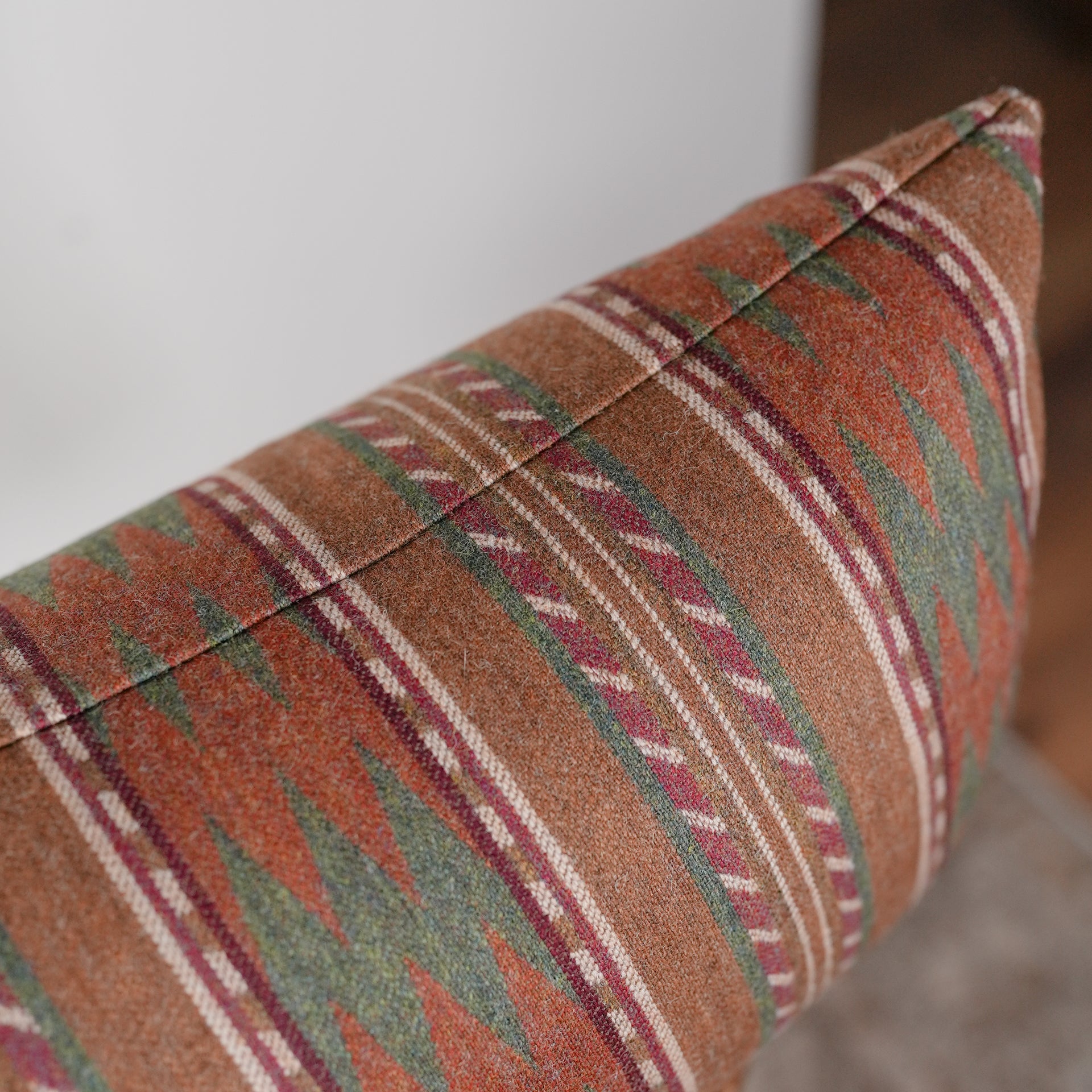 Rustic Cabin Red Wool Lumbar Pillow 12x20