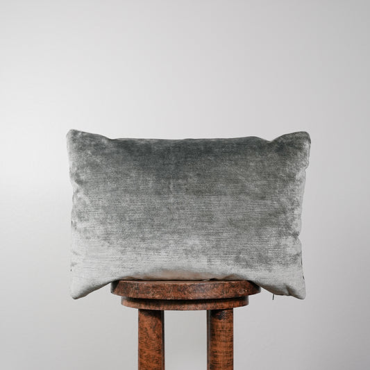 Moss Grey Velvet Lumbar Pillow 14x20