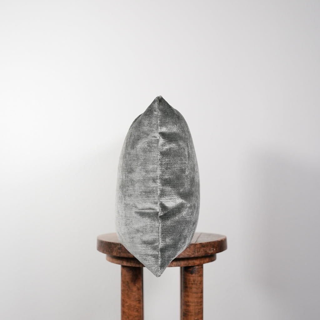 Moss Grey Velvet Lumbar Pillow 14x20