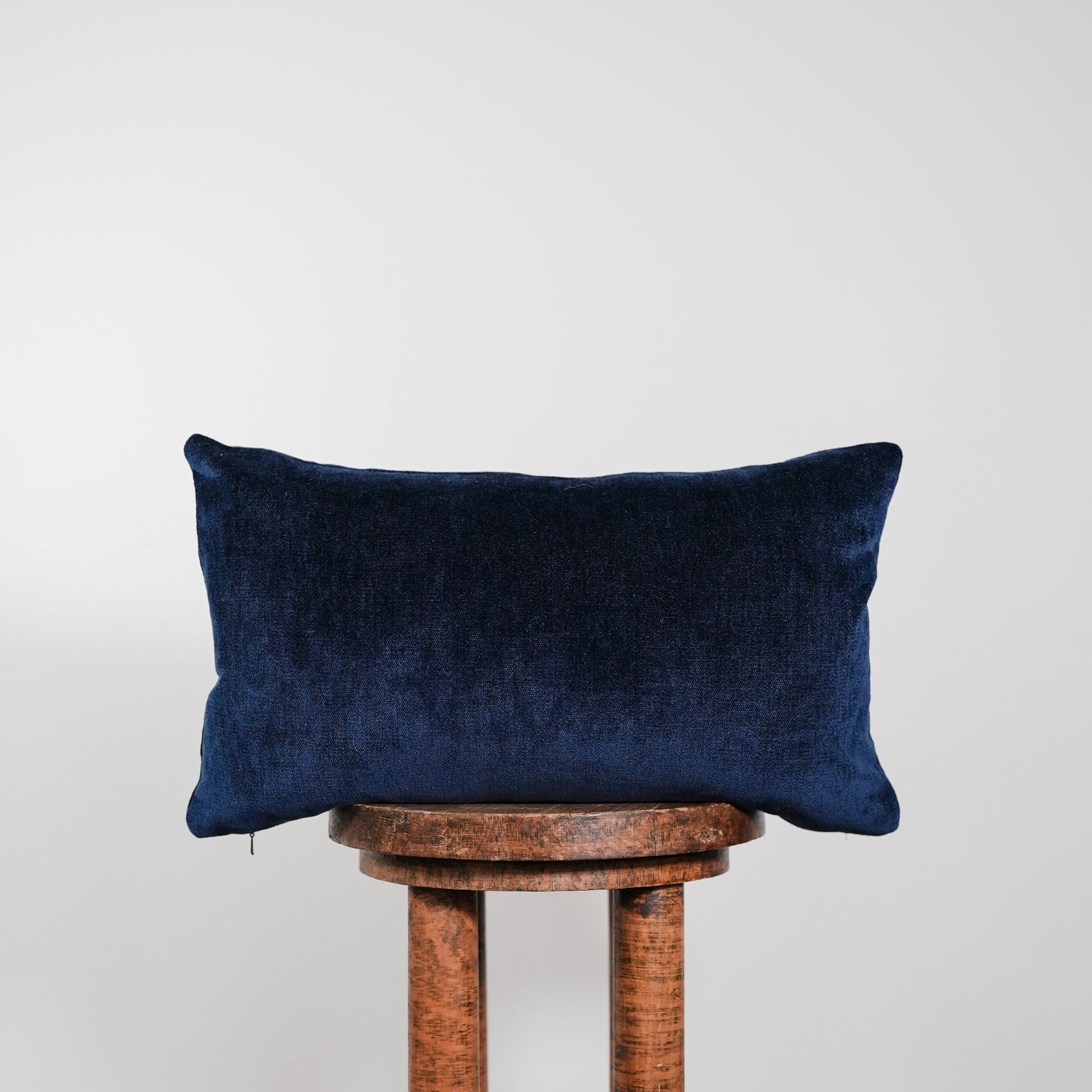Deep Navy Blue Velvet Lumbar Pillow 14x20