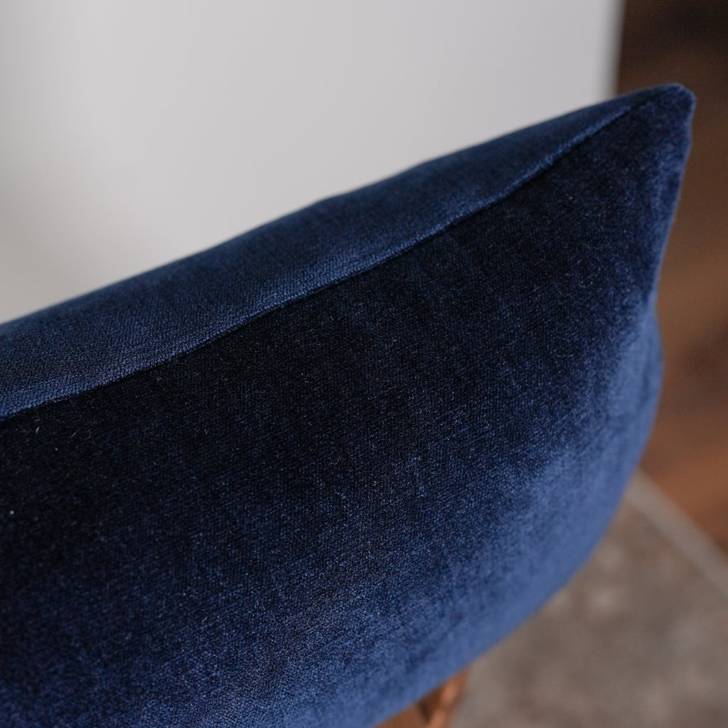 Deep Navy Blue Velvet Lumbar Pillow 14x20