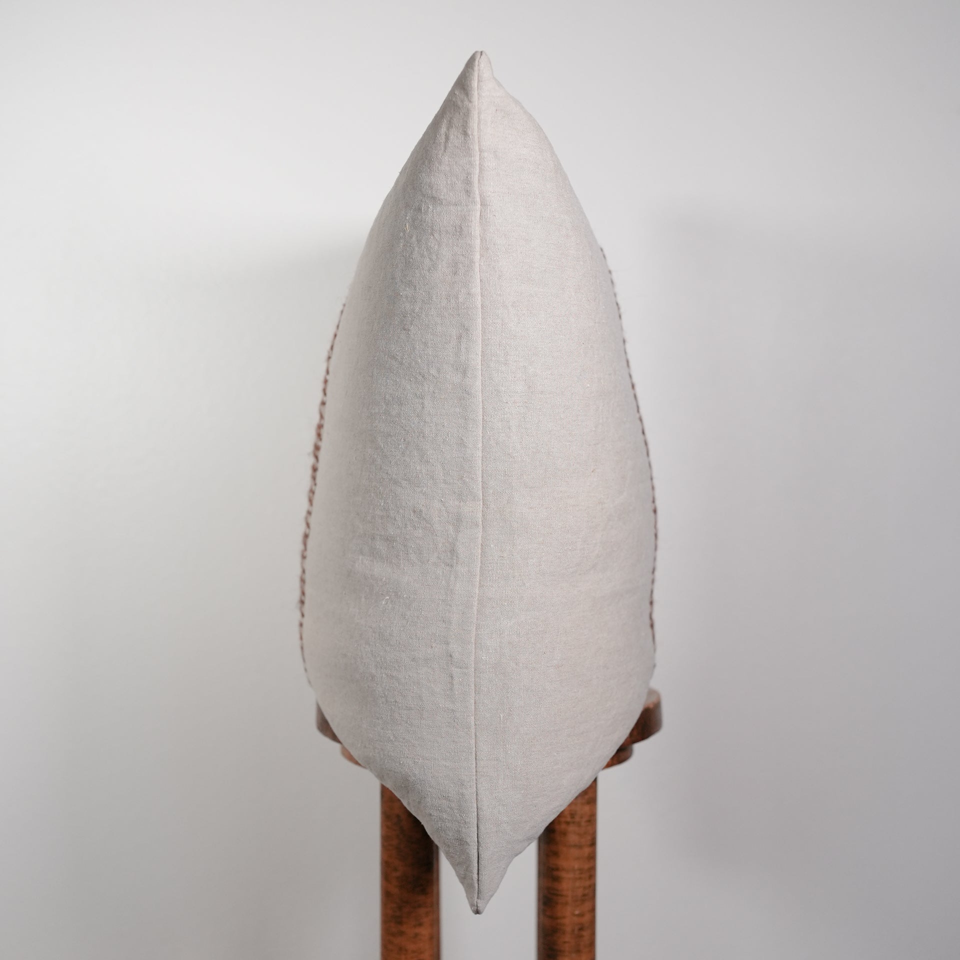 Beige Natural Linen with Decorative Rust Wool Pillow 24x24