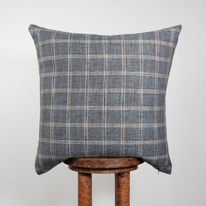 Cool Toned Multi Colored Plaid Linen Pillow 24x24