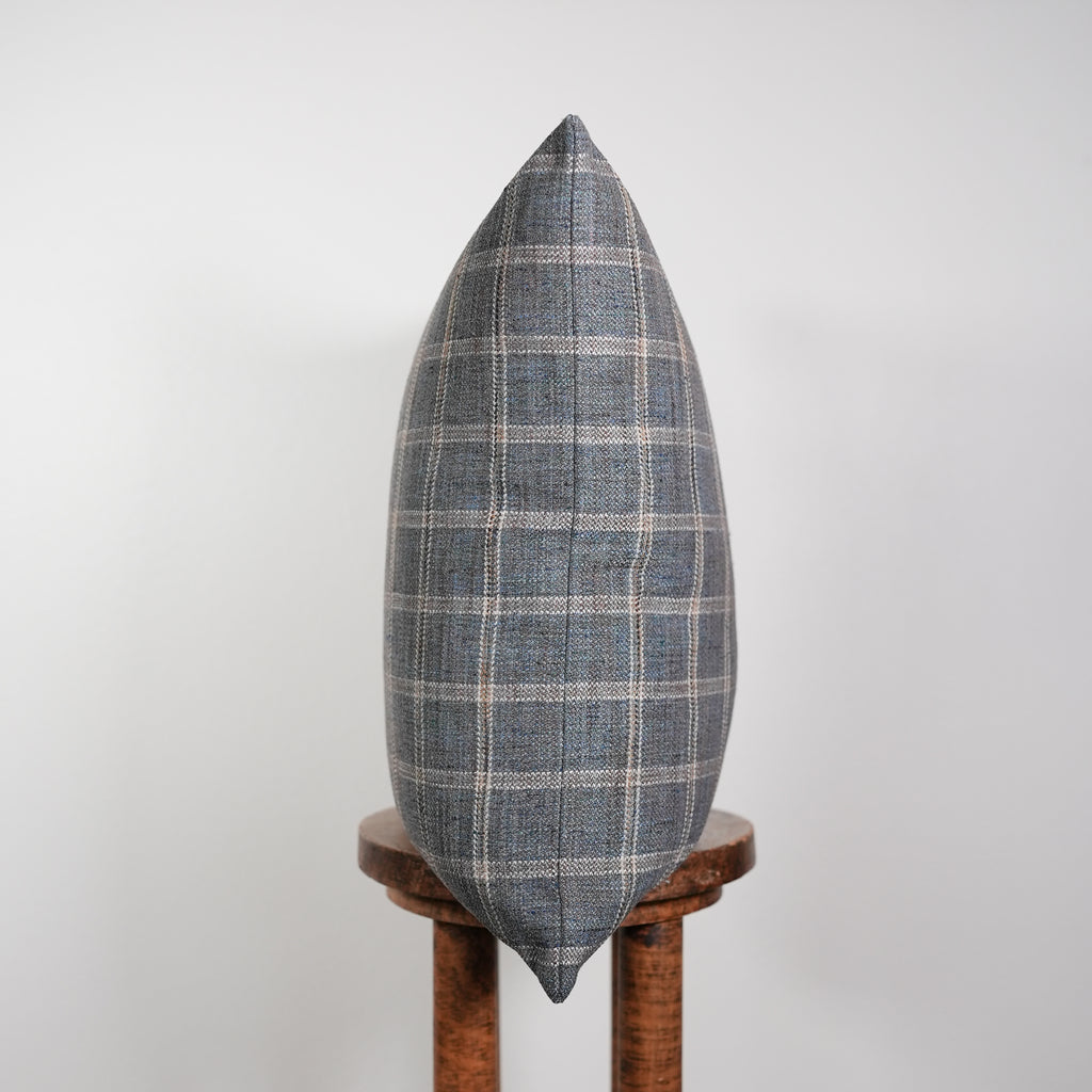 Cool Toned Multi Colored Plaid Linen Pillow 24x24