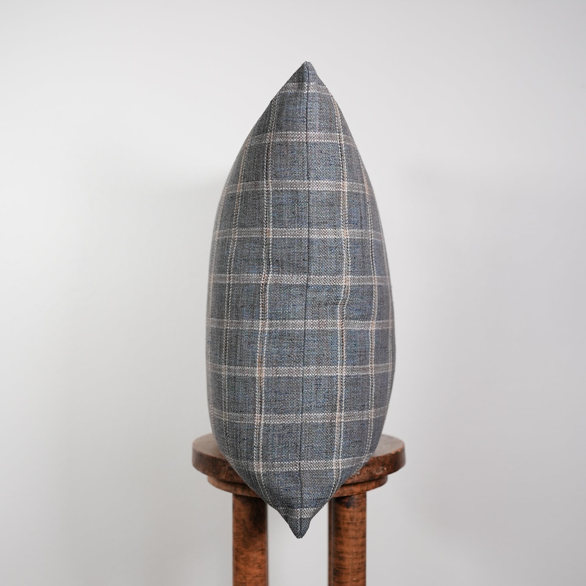 Cool Toned Multi Colored Plaid Linen Pillow 24x24