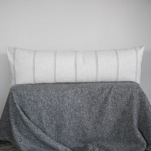 Charcoal and Natural Striped Linen Lumbar Pillow 16x48