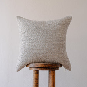 Silver Grey Curly Striped Wool Pillow 20x20