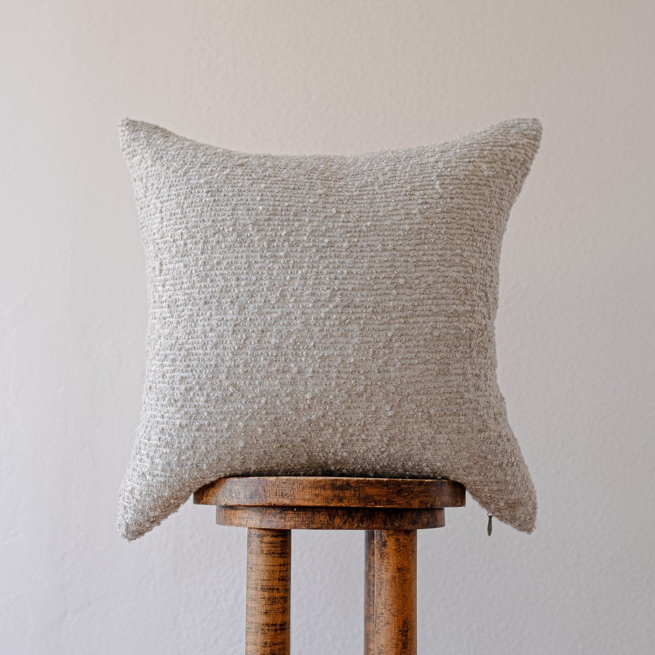 Silver Grey Curly Striped Wool Pillow 20x20