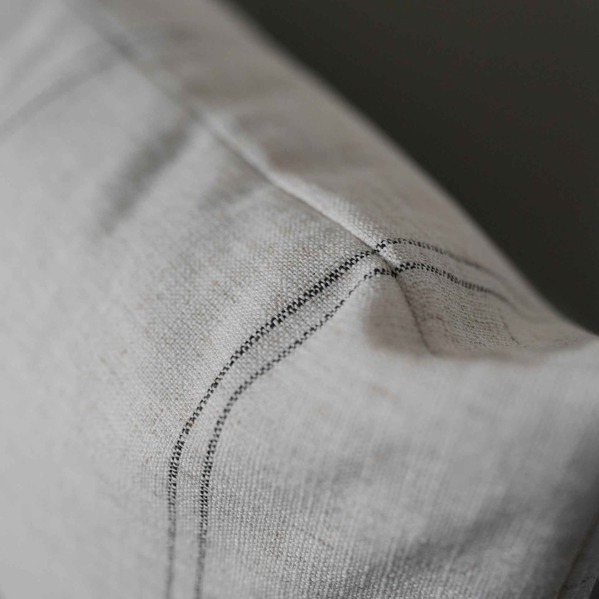 Charcoal and Natural Striped Linen Lumbar Pillow 16x48