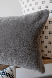 Charcoal Grey Mohair Lumbar Pillow 13x24