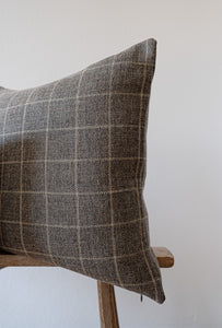 Brown, Grey, Cream Plaid Pillow 24x24