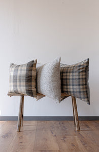 Silver Grey Curly Striped Wool Pillow 22x22