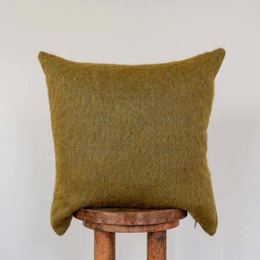 Olive Green Long Wool Pillow 20x20