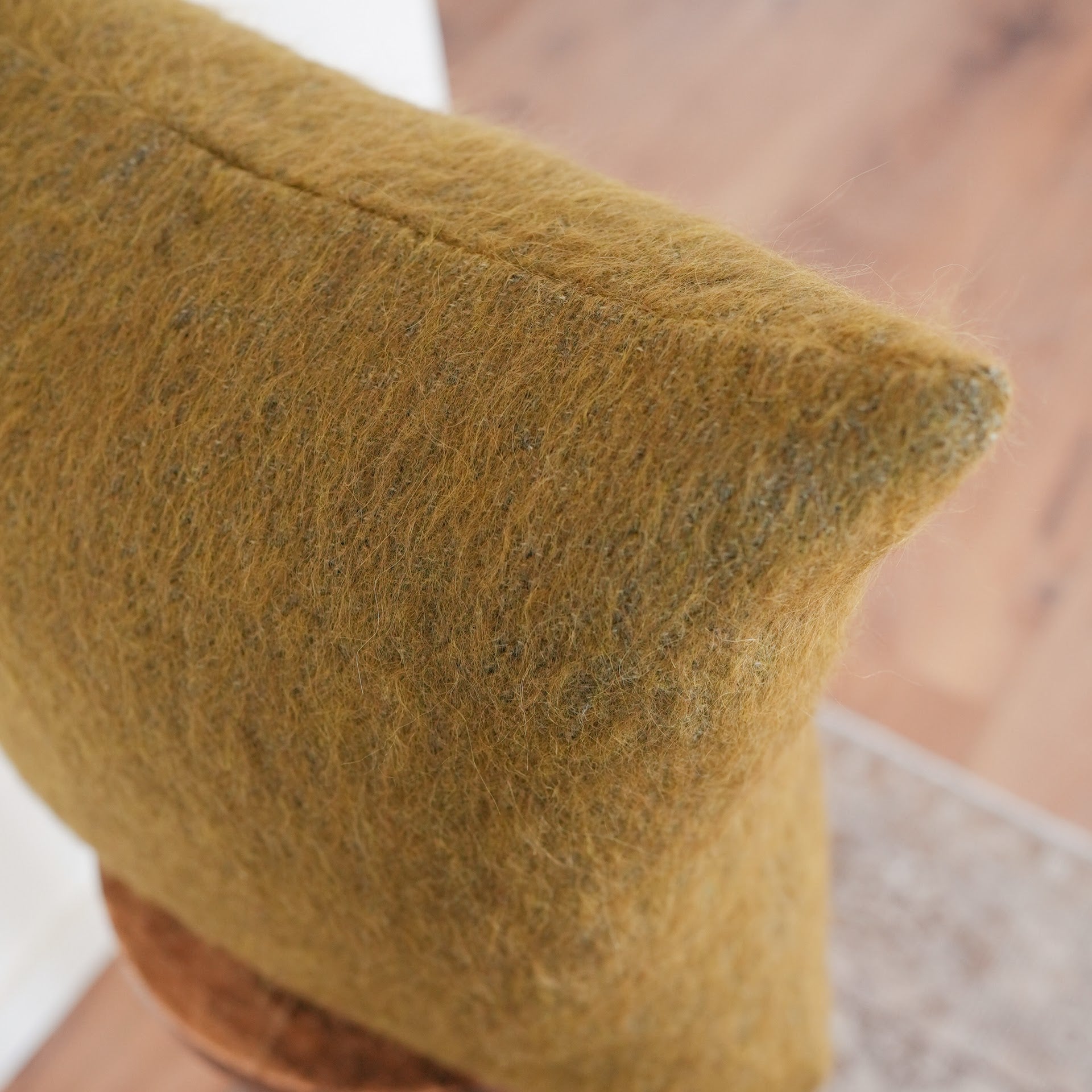 Olive Green Long Wool Pillow 20x20