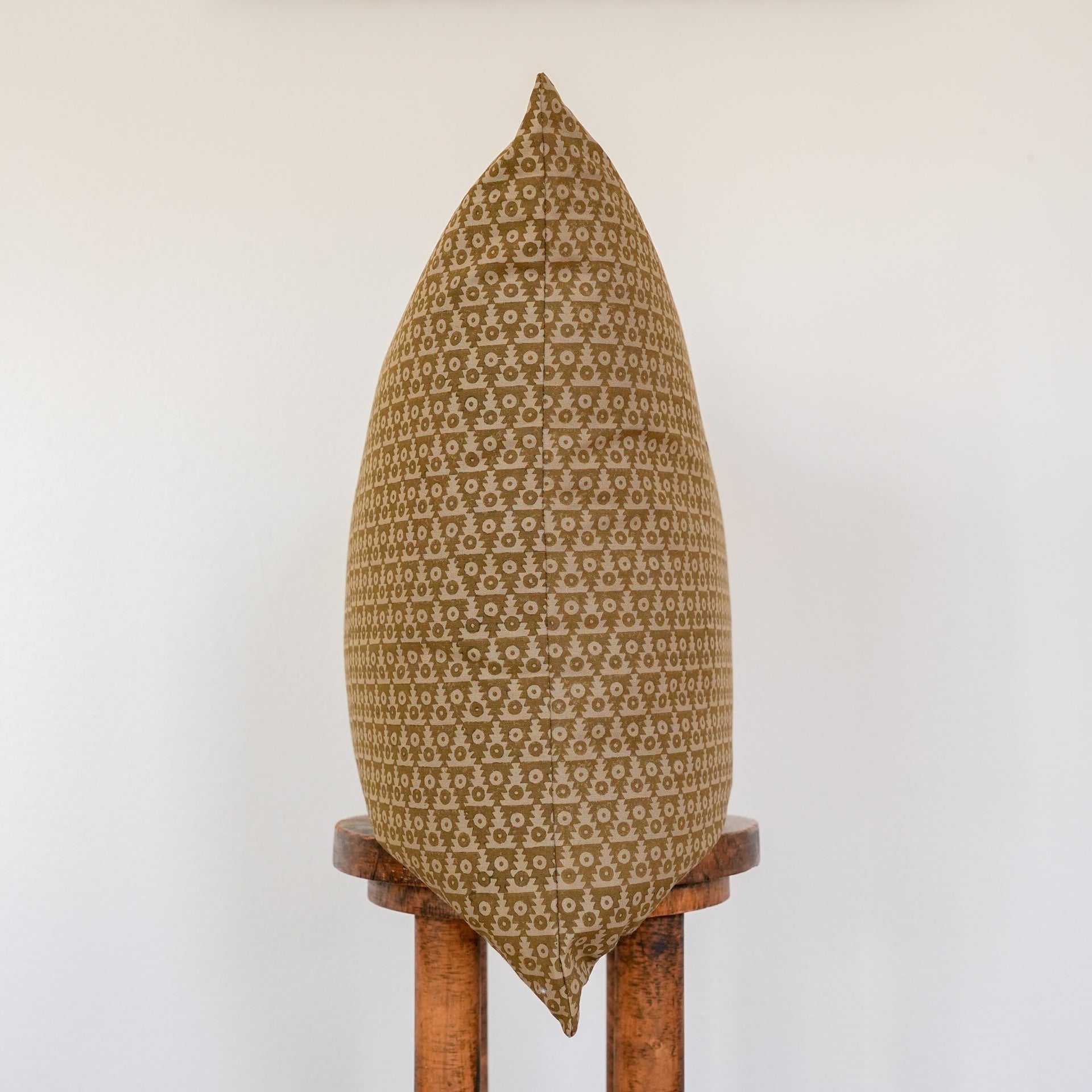 Olive Green Triangle and Circle Motifs Pillow 22x22