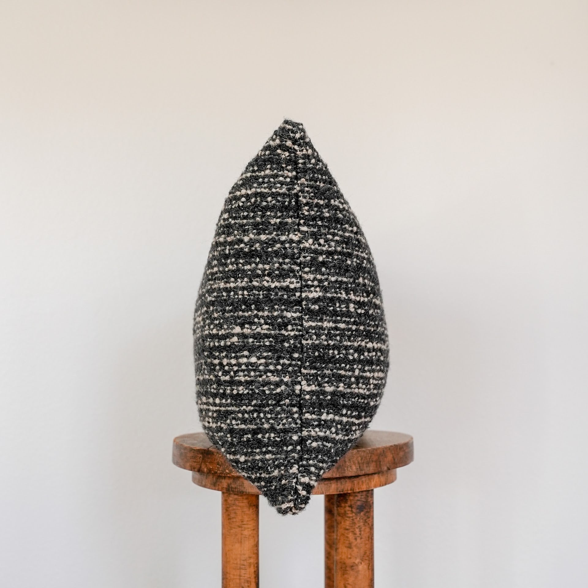 Charcoal & Cream Nubby Wool Pillow 16x24