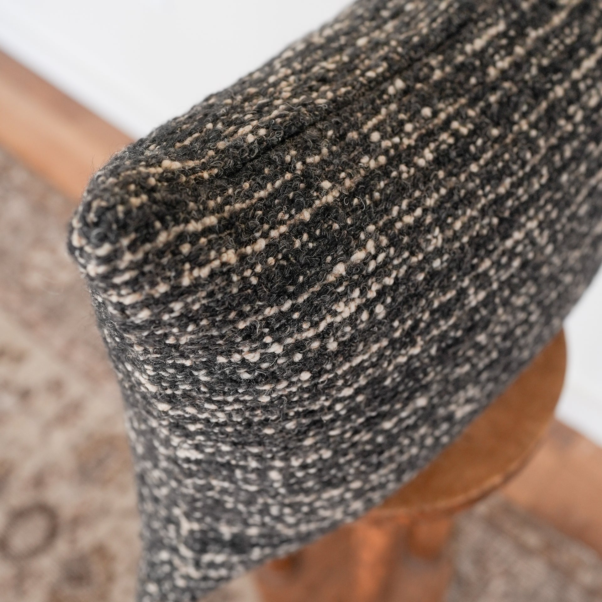 Charcoal & Cream Nubby Wool Pillow 16x24