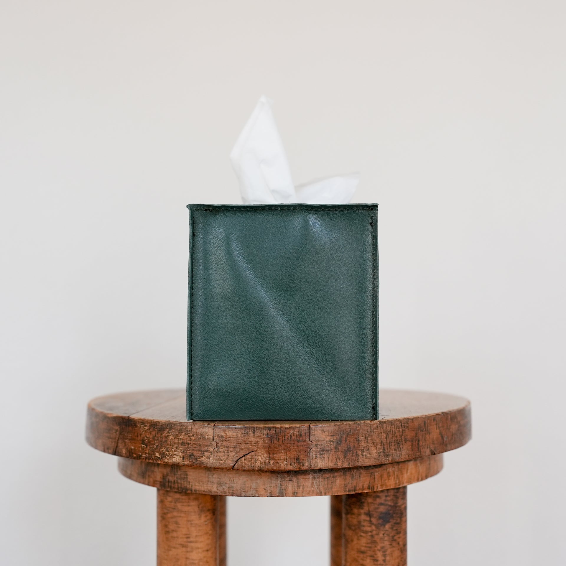 Emerald Green Kidskin Leather Single Tissue Box Cover