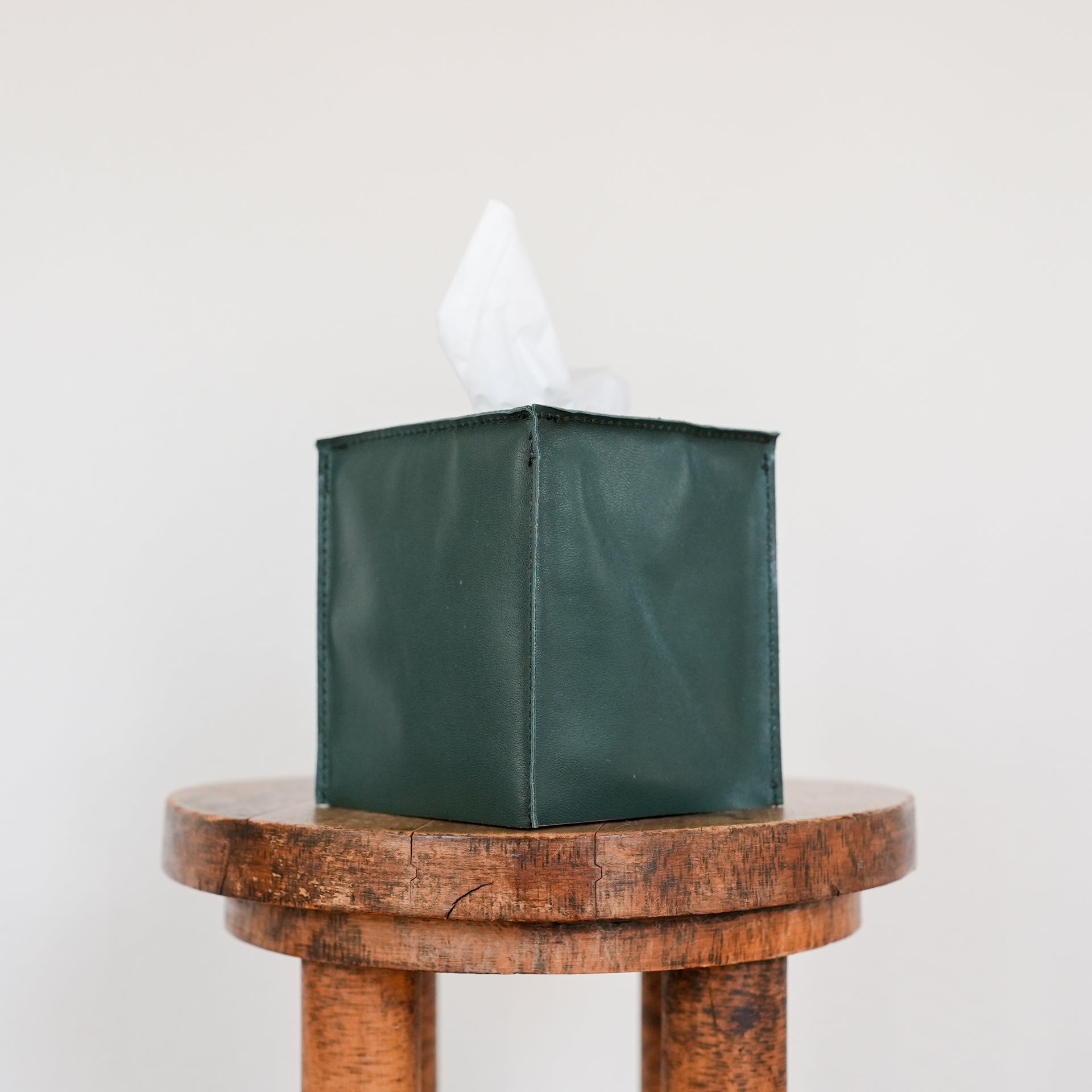 Emerald Green Kidskin Leather Single Tissue Box Cover