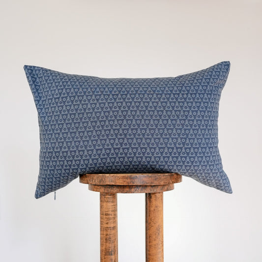 Blue Triangle and Circle Motif Lumbar 16x24