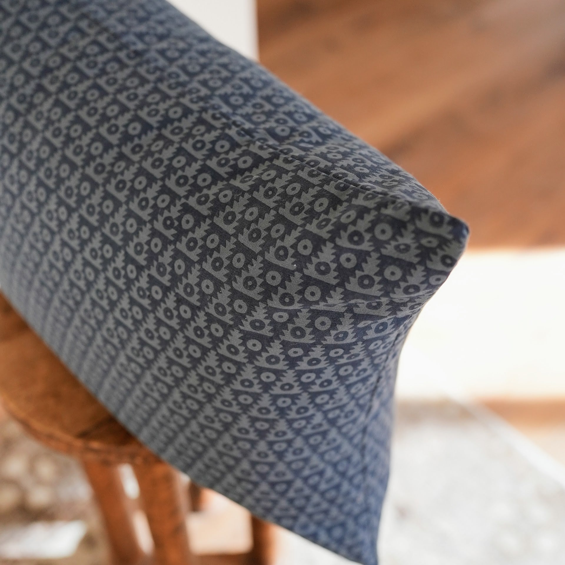 Blue Triangle and Circle Motif Lumbar 16x24