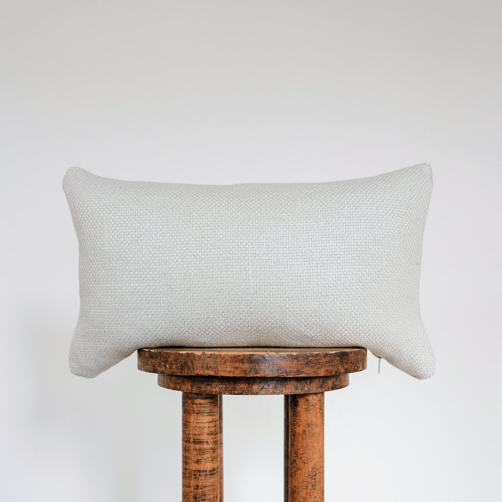 Bone White Woven Linen Mini Checks Lumbar 12x20