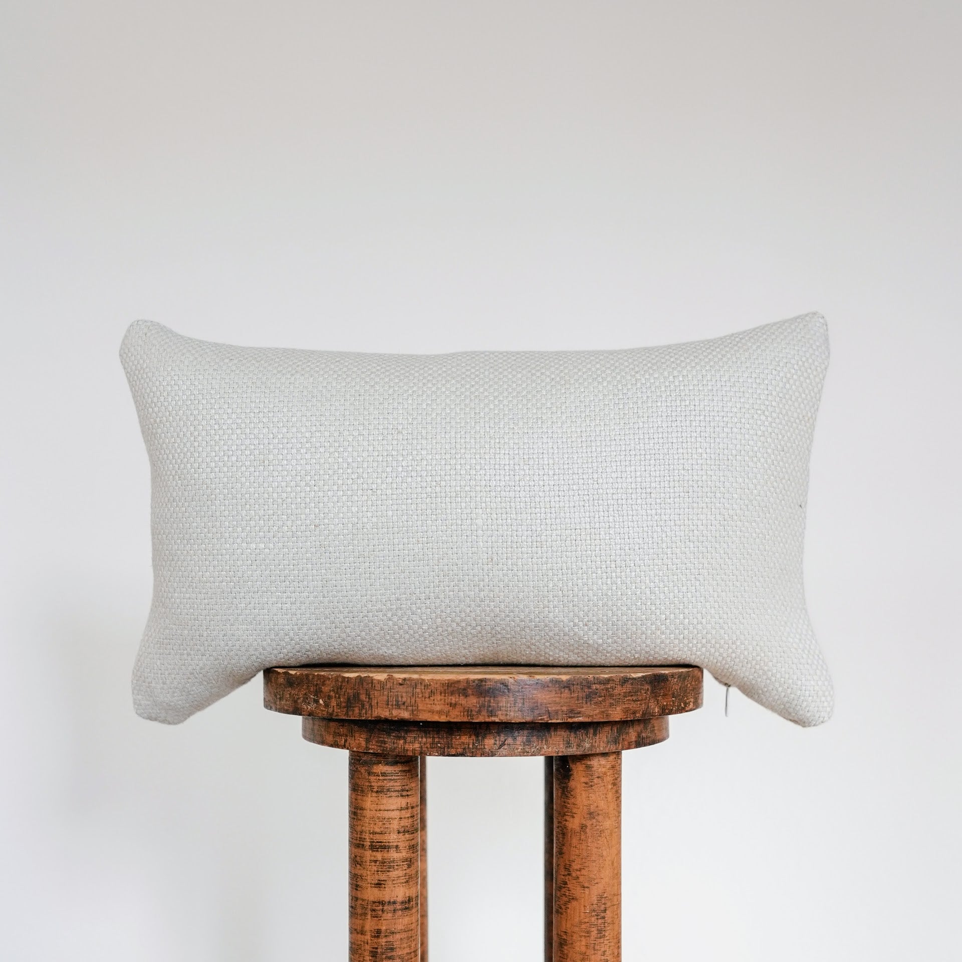 Bone White Woven Linen Mini Checks Lumbar 12x20