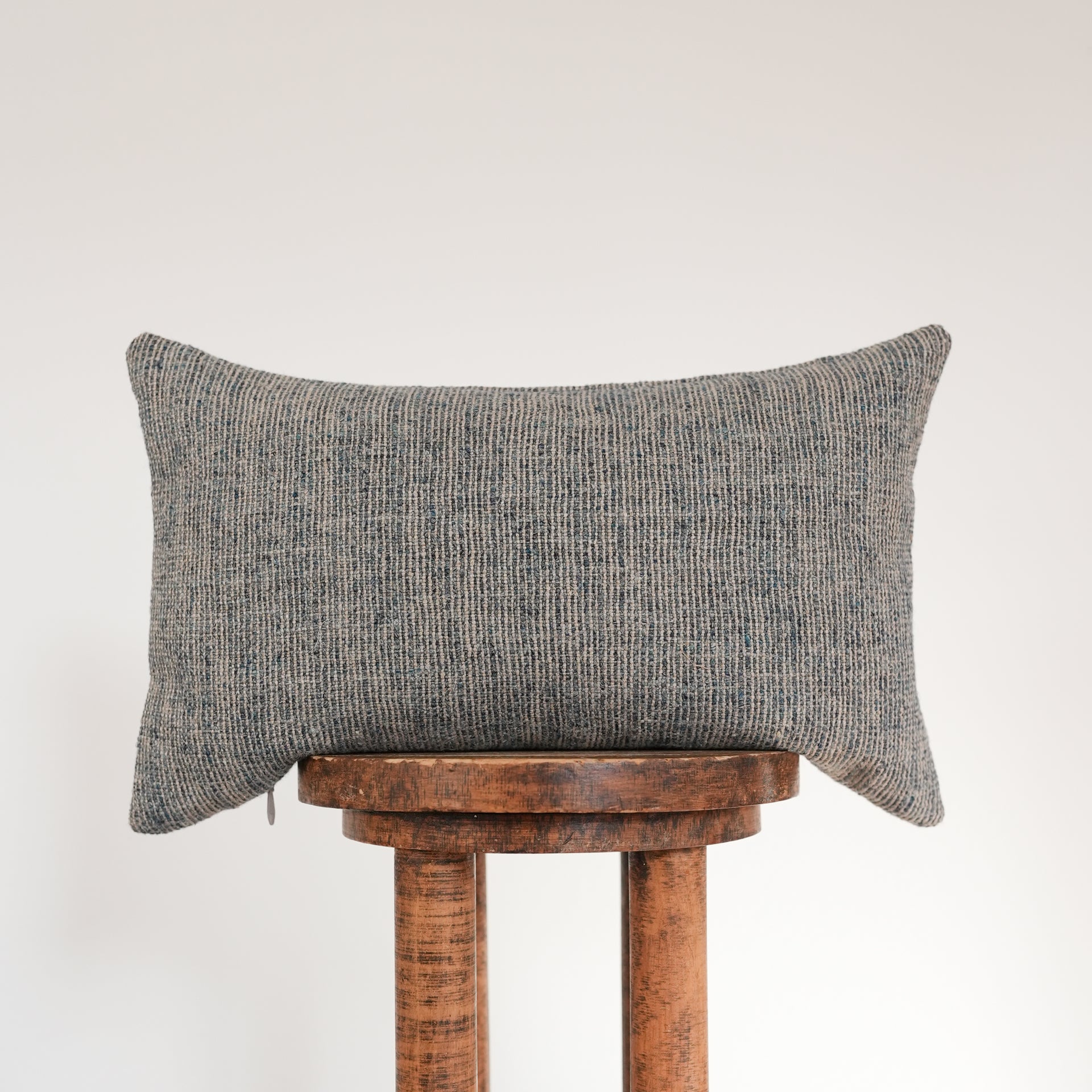 Navy & Natural Woven Linen Lumbar 12x20