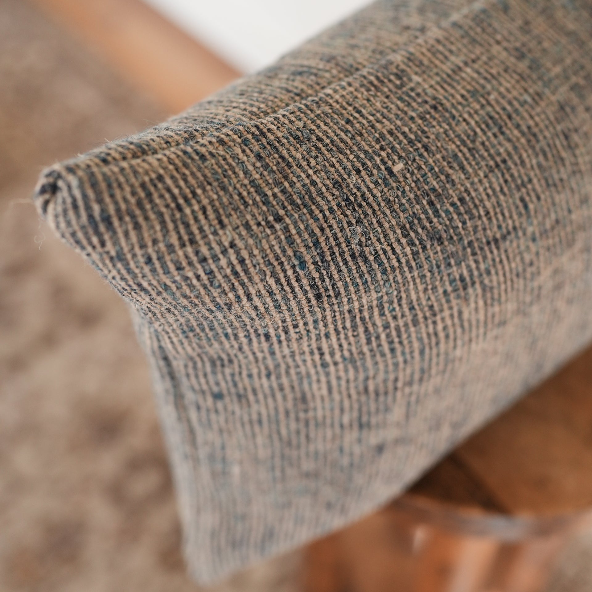 Navy & Natural Woven Linen Lumbar 12x20