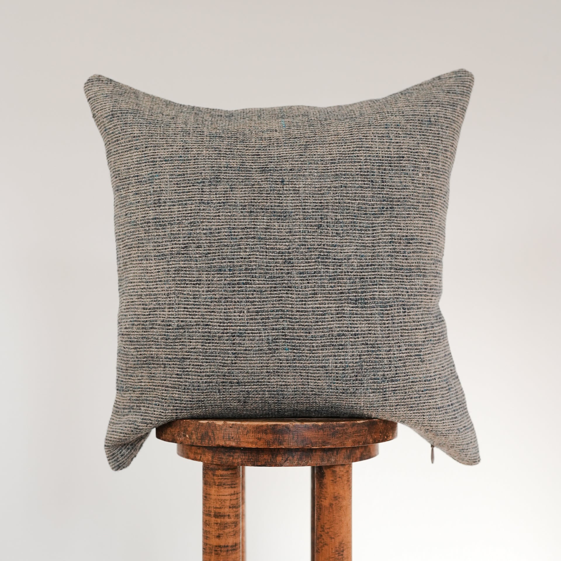 Navy and Natural Woven Linen Pillow 20x20