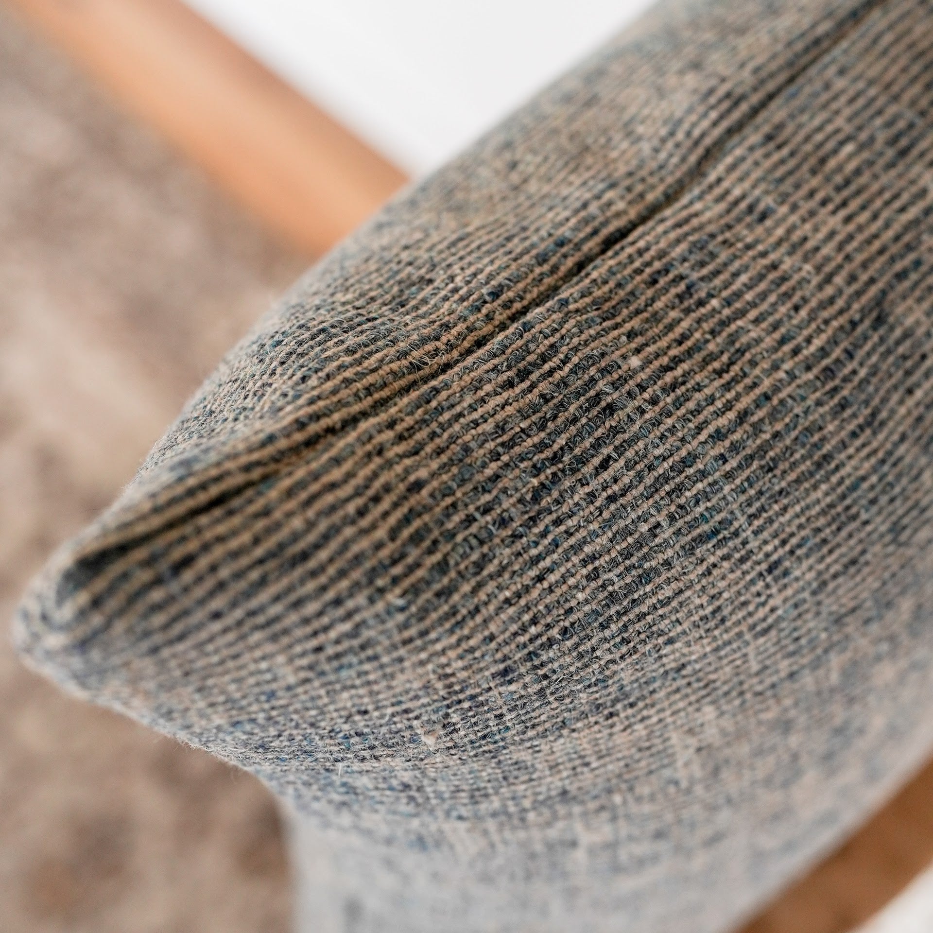 Navy and Natural Woven Linen Pillow 20x20