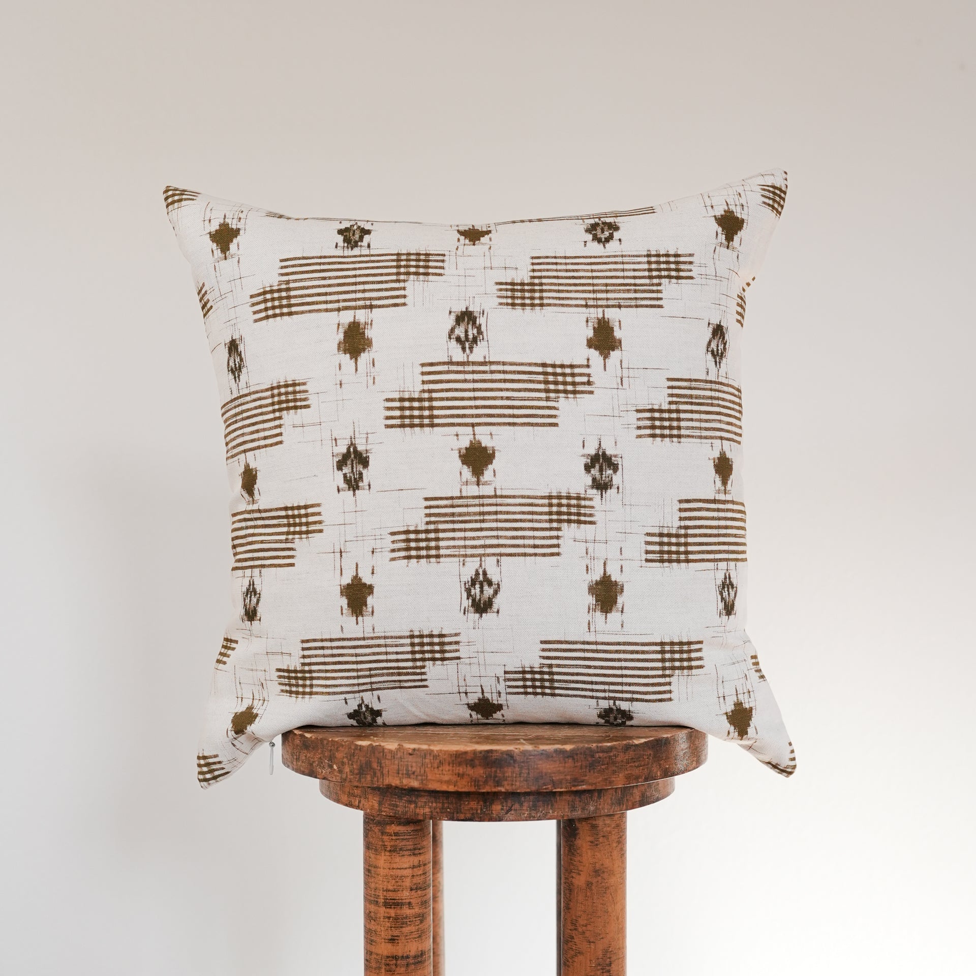 Cream & Brown Japanese Motif Pillow 18x18
