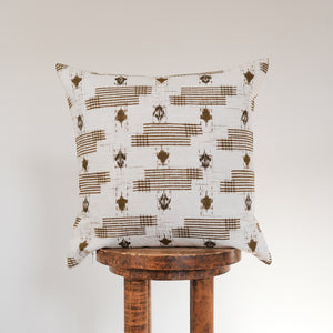 Cream & Brown Japanese Motif Pillow 18x18