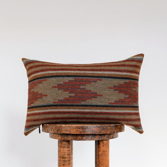 Brown, Beige, Terracotta Geometric Wool Lumbar 12x18