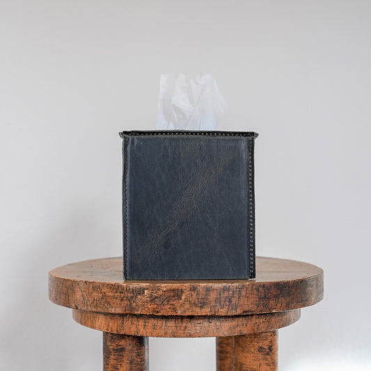 Steel Matte Leather Single Tissue Box Cover