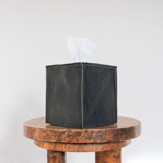 Steel Matte Leather Single Tissue Box Cover