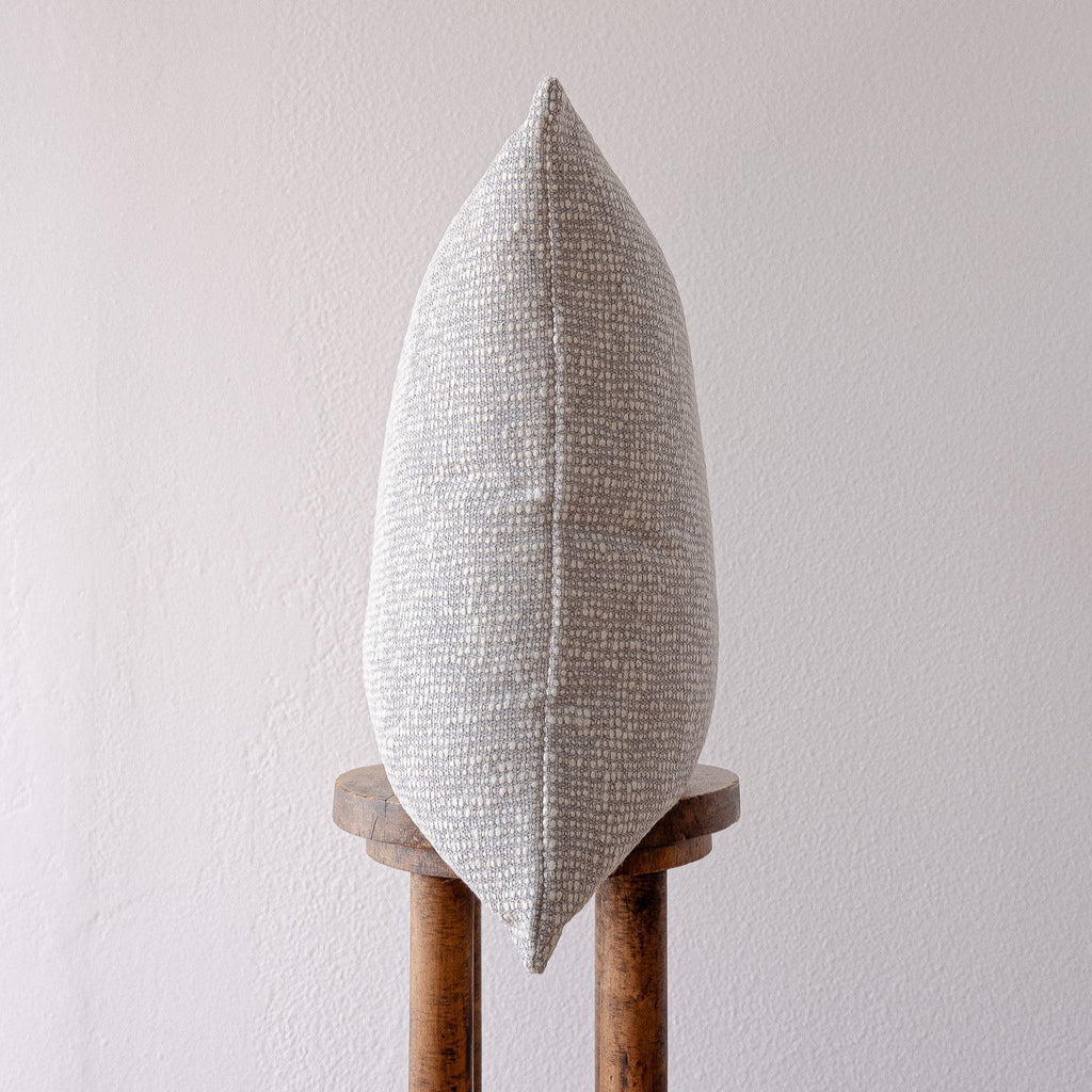 White with Black Woven Wool Pillow 22x22